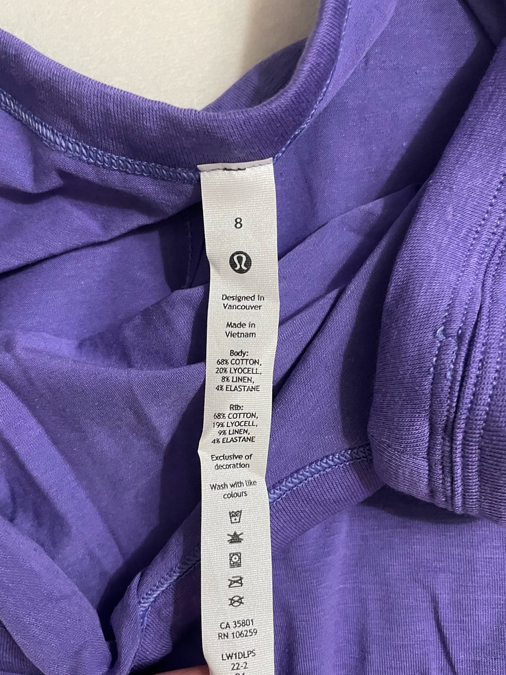 Lululemon NWT Classic Fit Cotton Blend Scoop Dress Charged Indigo Purple Size 8 - Picture 11 of 12